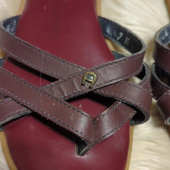 Vintage Etienne Aigner Oxblood sandals size 7M - Picture 6 of 6